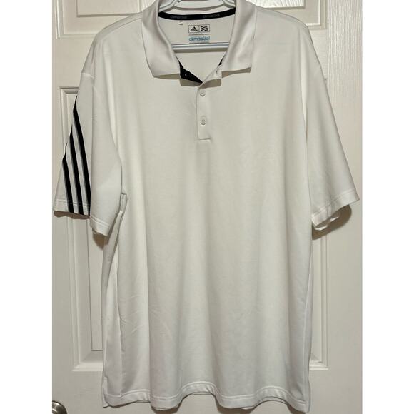 Adidas Climacool Golf White Polo Short Sleeve Three Stripes Right Sleeve Size XL - Picture 1 of 5